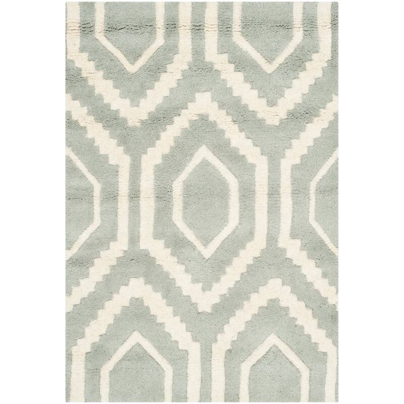 SAFAVIEH Handmade Chatham Altrud Moroccan Modern Wool Rug - 2' x 3' - Grey/Ivory