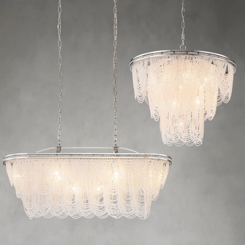 8/ 10-Light Modern Glam Large 3-Tiered Beaded Crystal Chandelier for Living Room