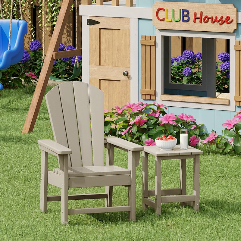 Laguna Kids Outdoor Poly Adirondack Chair With Side Table 2-Piece Set