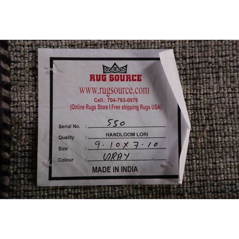 Hand Knotted Oriental 100% Wool Carpet Tribal Animal Pictorial Greys & Charcoal Gabbeh Area Rug - 9' 10'' X 7' 10''