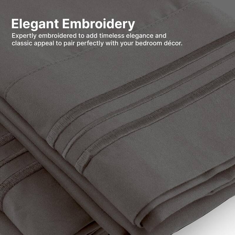 CGK Linens 4 Piece Solid Microfiber Deep Pocket Soft Bed Sheet Set