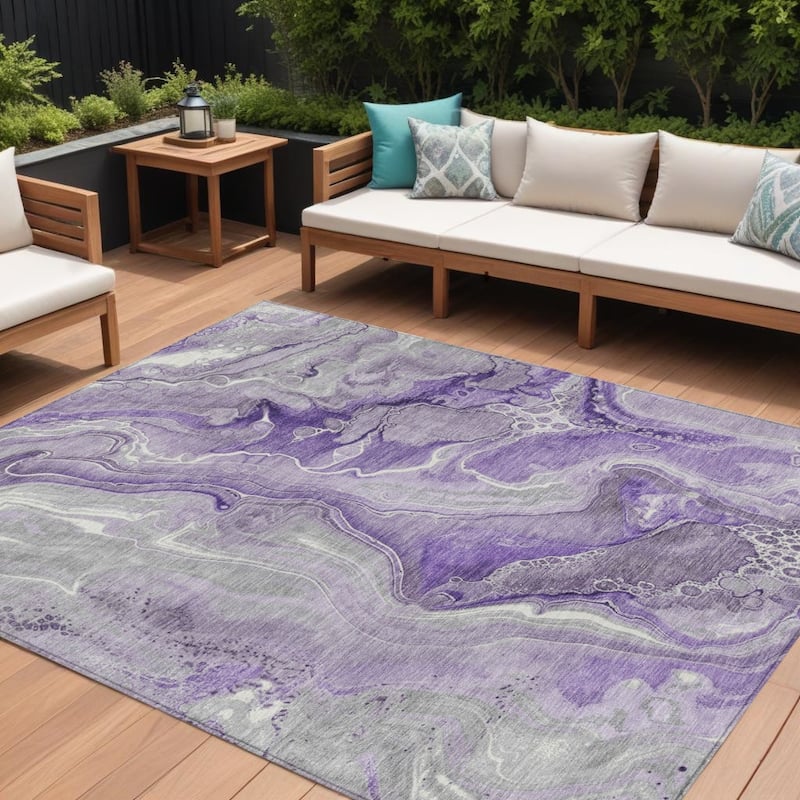 HomeRoots Abstract Modern Rectangle Outdoor Rug - 8' X 10'