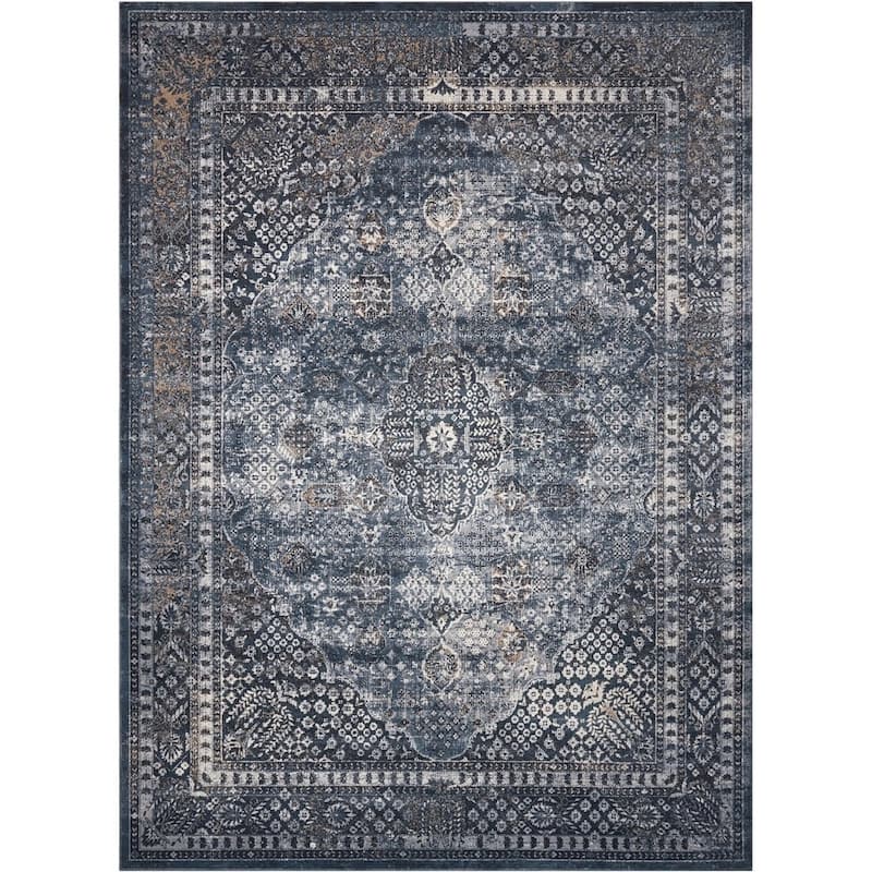 Malta Vintage Oriental Bordered Medallion Area Rug