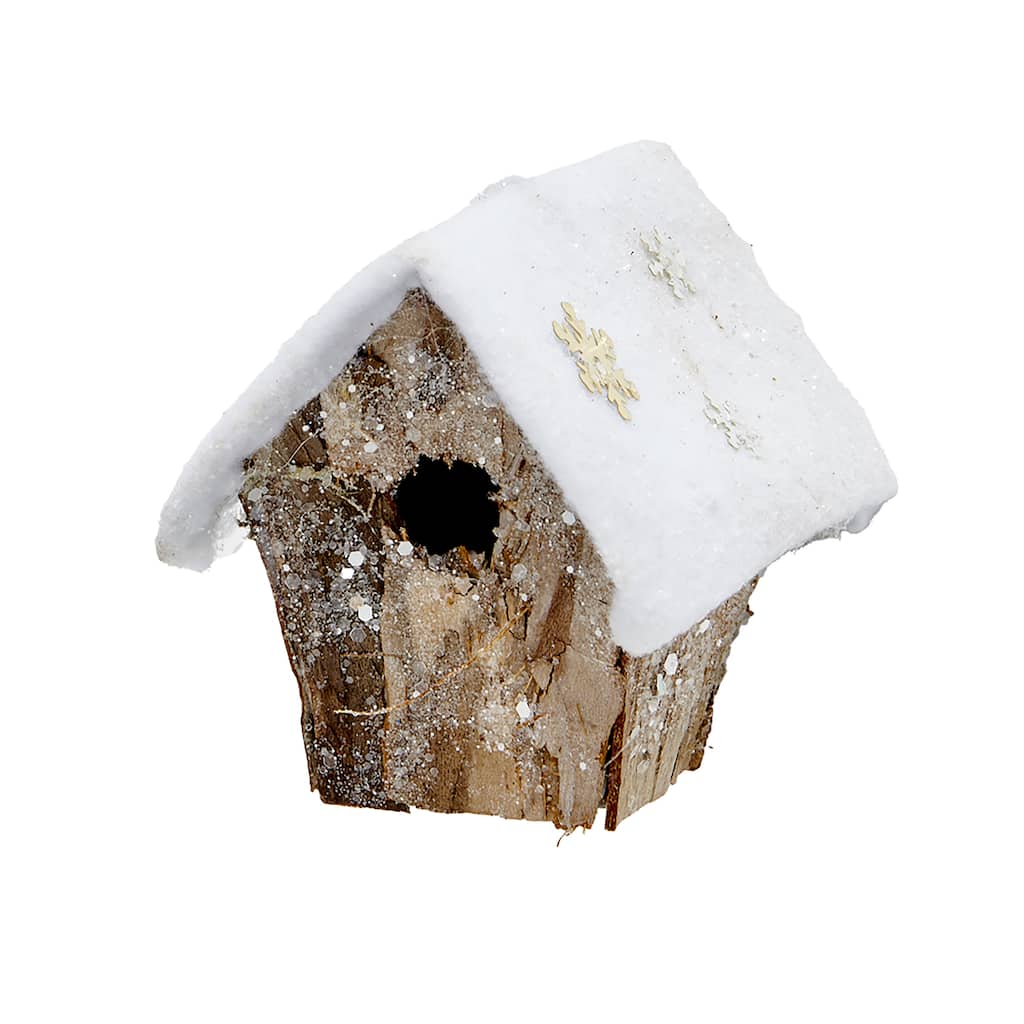 4" Snowy Birdhouse Ornament, Set of 2