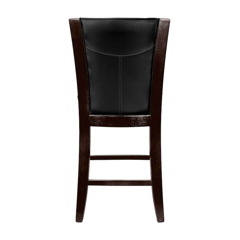 Dark Brown Counter Height Chairs Set Faux Leather Upholstery Wooden Furniture