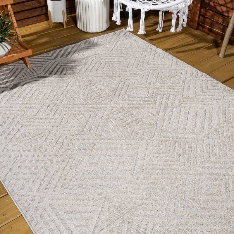 JONATHAN Y Aylan High-Low Pile Art Deco Geometric Indoor/Outdoor Area Rug