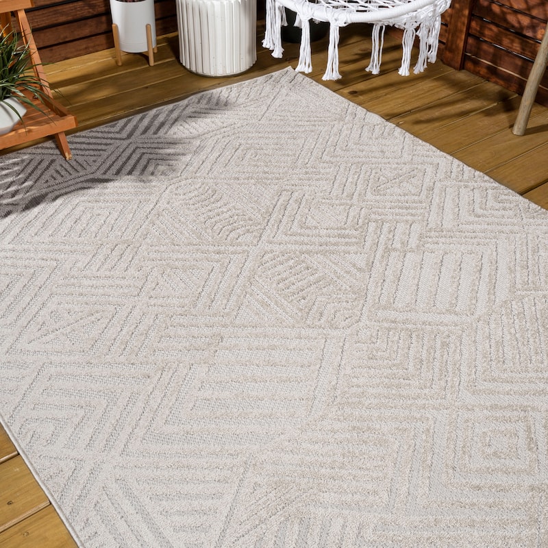 JONATHAN Y Aylan High-Low Pile Art Deco Geometric Indoor/Outdoor Area Rug