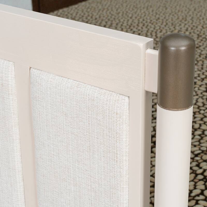 Solid Wood Platform Bed with Upholstered Headboard and Metal Handles, Heavy Duty 500 lbs Support, No Box Spring