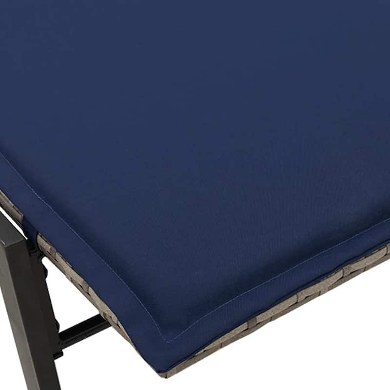 vidaXL Sun Lounger Grey, Navy Blue PE rattan, Powder-coated steel Standard - 23.2 x 78.7 x 26.4