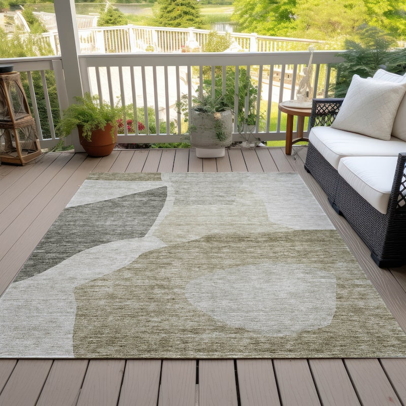 Machine Washable Indoor/ Outdoor Chantille Contemporary Abstract Rug