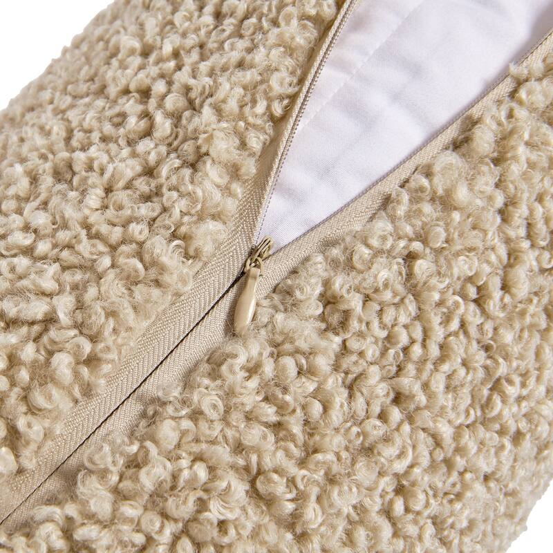 HiEnd Accents Teddy Textured Boucle Decorative Euro Pillow with Down Insert, 27" x 27"