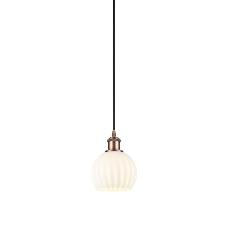 Innovations Lighting 516-1P-8-6 White Venetian Pendant White Venetian - Antique Copper