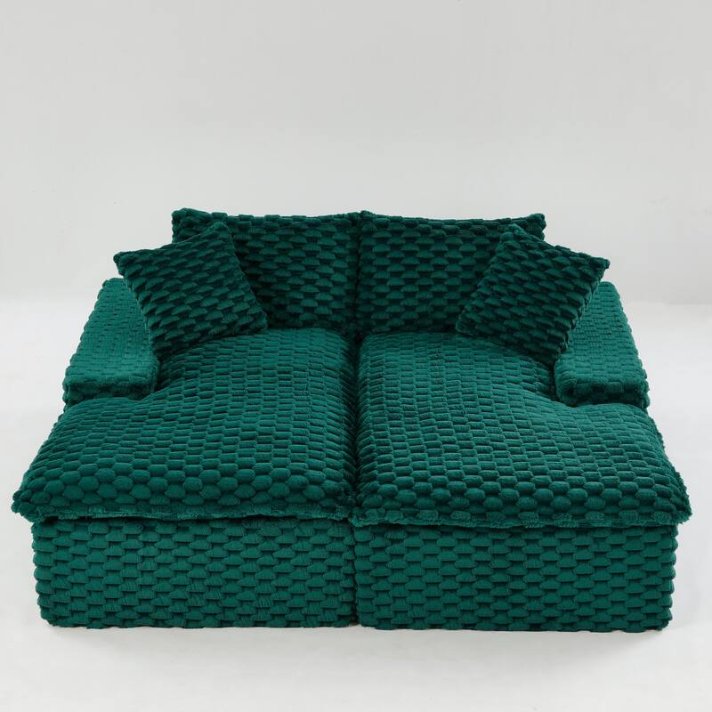 Double Chaise Lounge Sofa Turtle Velvet Sectional Sofa Set Lazy Sleeper Sofa, Full Compressed Sponge