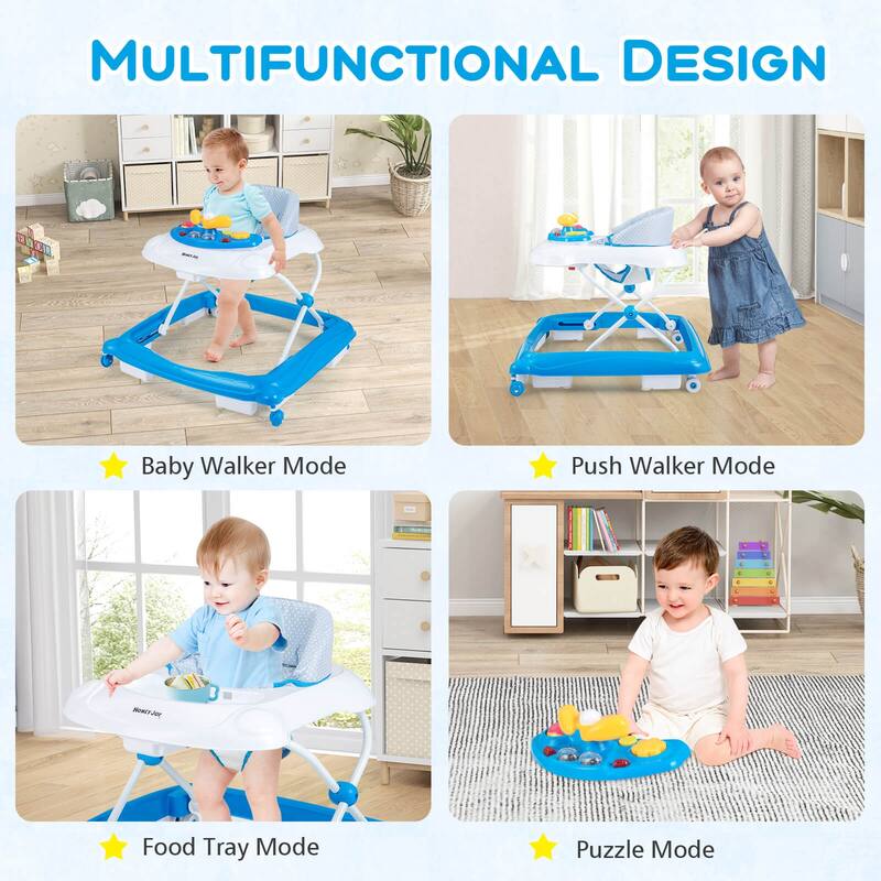 Honeyjoy Foldable Baby Walker with 3 Adjustable Heights Comfy Padded - See Details