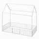 preview thumbnail 19 of 26, Twin Size House Design Platform Bed, Metal Floor Bed Frame with Fence, Door and Roof for Children, Boys and Girls