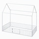preview thumbnail 25 of 26, Twin Size Metal House Bed with Fence, Roof and Door for Kids, Boys and Girls, Bedroom