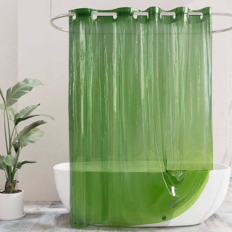 No Hook Premium PEVA Shower Curtain Liner - Clear Green