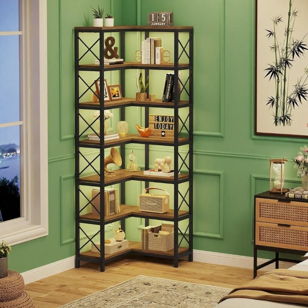 High Bookshelf, wooden arched bookshelf, display rack, with large storage space, suitable for living rooms, storage cabinets
