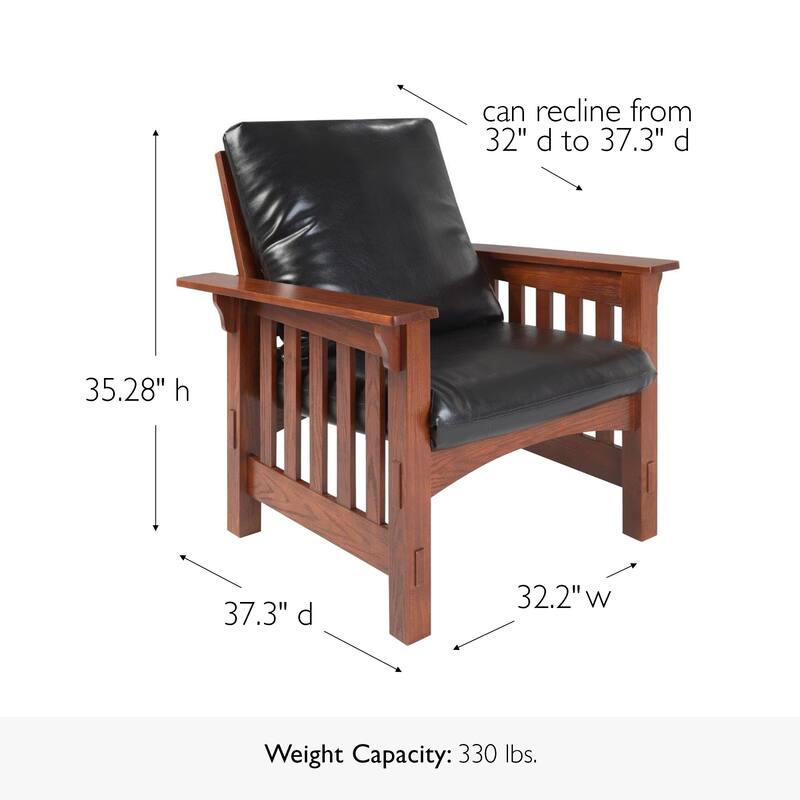 Leick Home Mission Adjustable Armchair with Black Faux Leather Upholstery