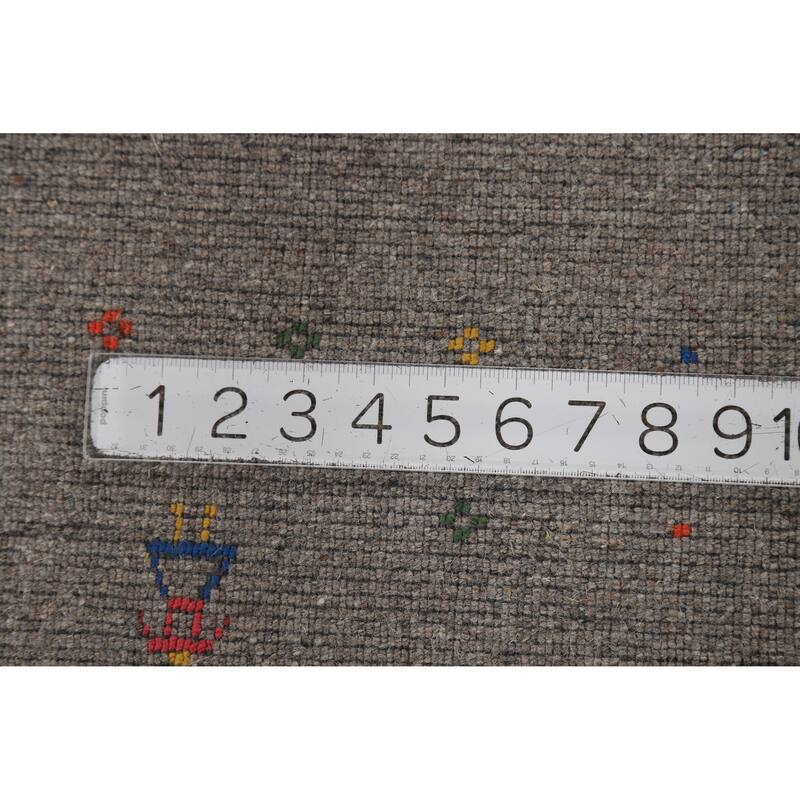 Gray Tribal Gabbeh Oriental Area Rug Hand-Knotted Wool Carpet - 8'3" x 9'10"