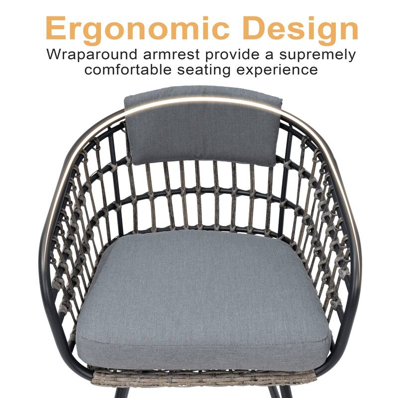 7-Piece Set Outdoor Patio Aluminum Dining Table and PE Rattan Wicker Dining Chairs