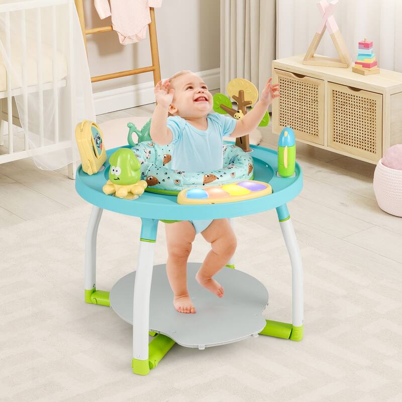 5-in-1 Baby Activity Center with Adjustable Height, Interactive Toys, Detachable Bounce Platform, and Study Desk for Kids
