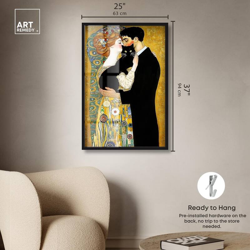 Kiss with Cat Shadowbox by Art Remedy