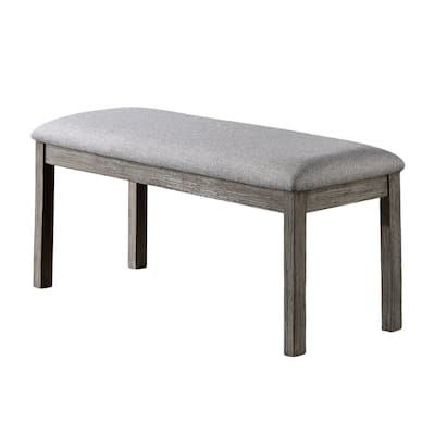 Gray Color Dining Bench Padded Seat 1pc Bench Kitchen Dining Room Wire-Brushed Finish