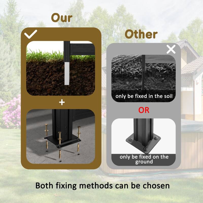 VEIKOUS Versatile 4-Sided Wooden Privacy Panels, L-Shape or Straight Line Fence for Garden, Pool, AC Unit, and Trash Enclosure