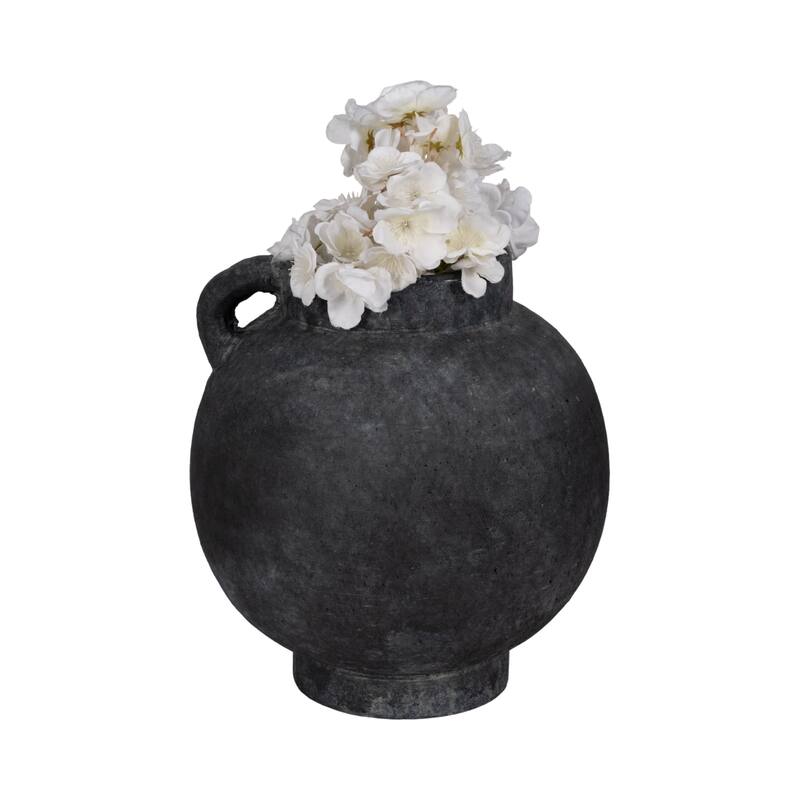 Handcrafted Terracotta Pottery Round Vase Modern Visual Interest