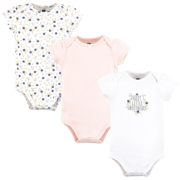slide 1 of 1, Hudson Baby Infant Girl Cotton Bodysuits, Daddys Sweetheart 6-9 Months - Daddys Sweetheart