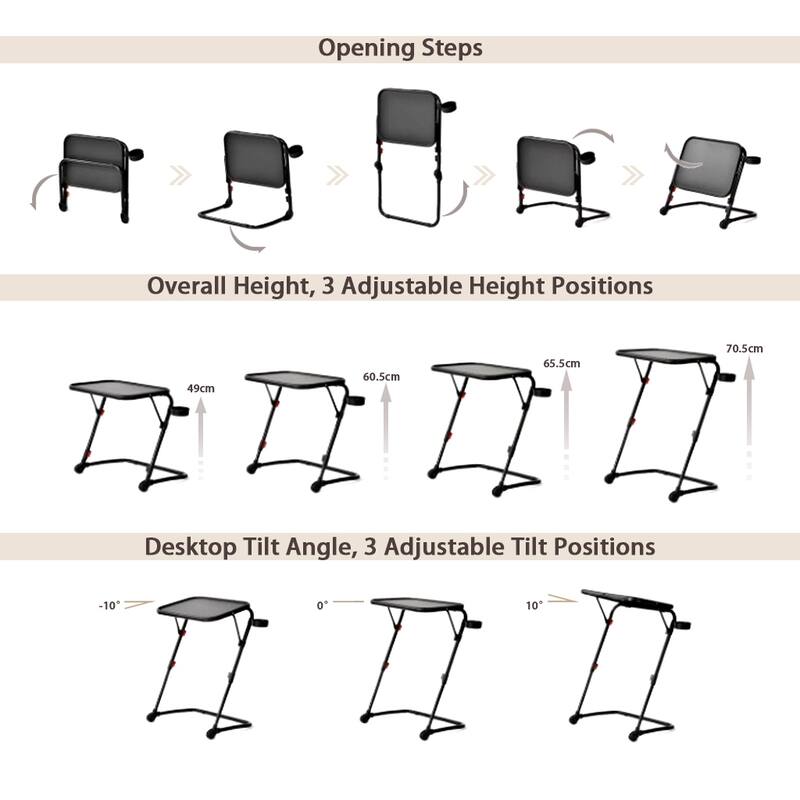 Homylin Adjustable Folding TV Tray Table with Cup Holder, Portable Snack & Laptop Table