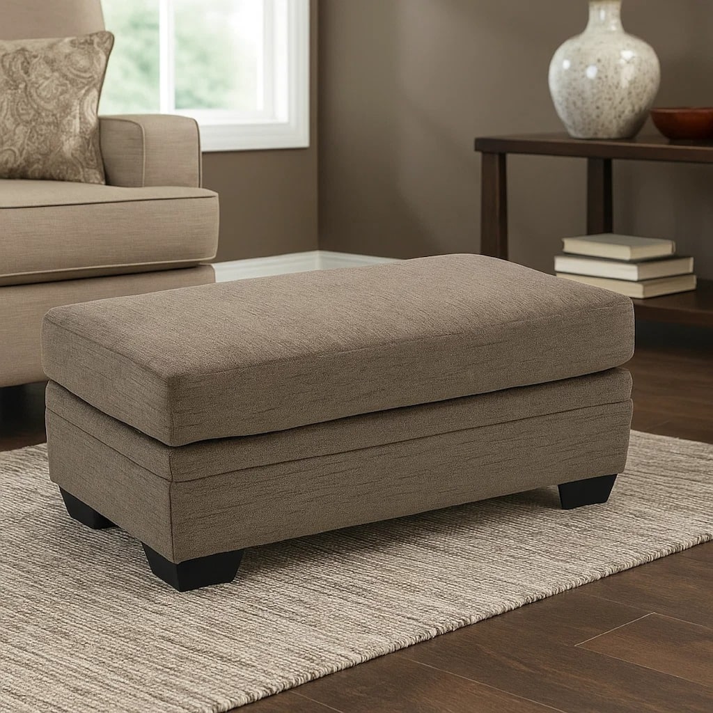 Ead Rectangular Ottoman Bench, Nutmeg Brown Polyester 24x44 Inch