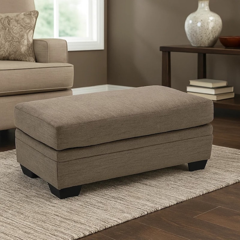 Ead Rectangular Ottoman Bench, Nutmeg Brown Polyester 24x44 Inch