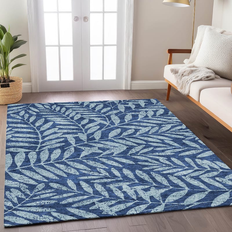 Machine Washable Indoor/ Outdoor Chantille Palm Rug