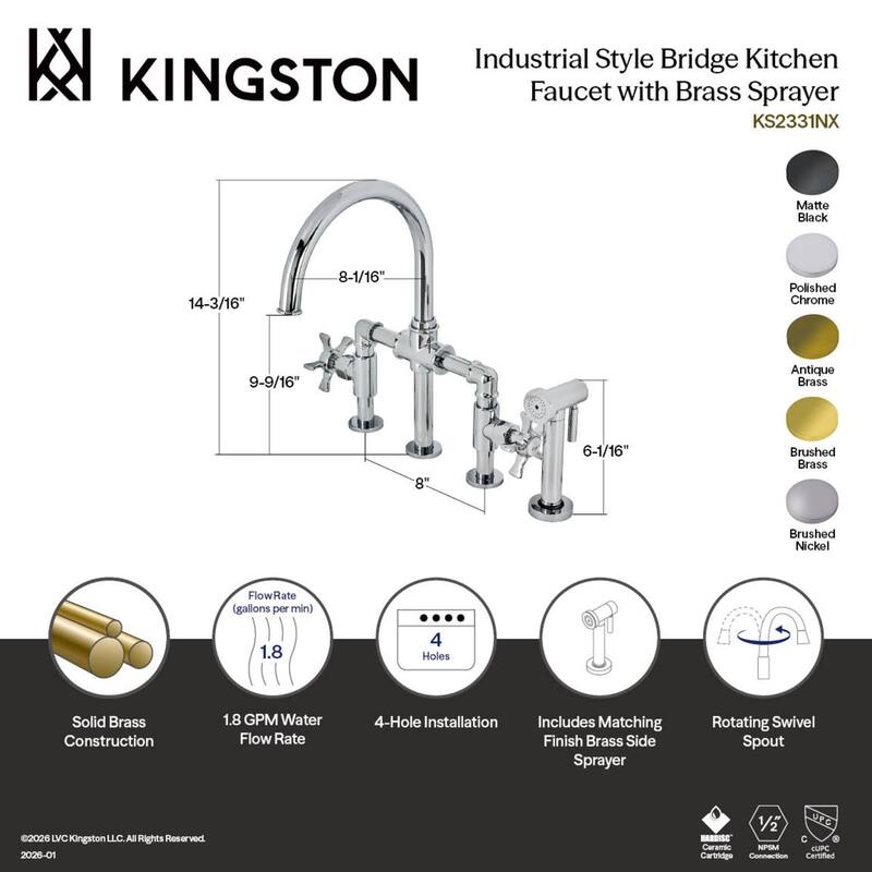 Kingston Brass Hamilton Bridge Kitchen Faucet