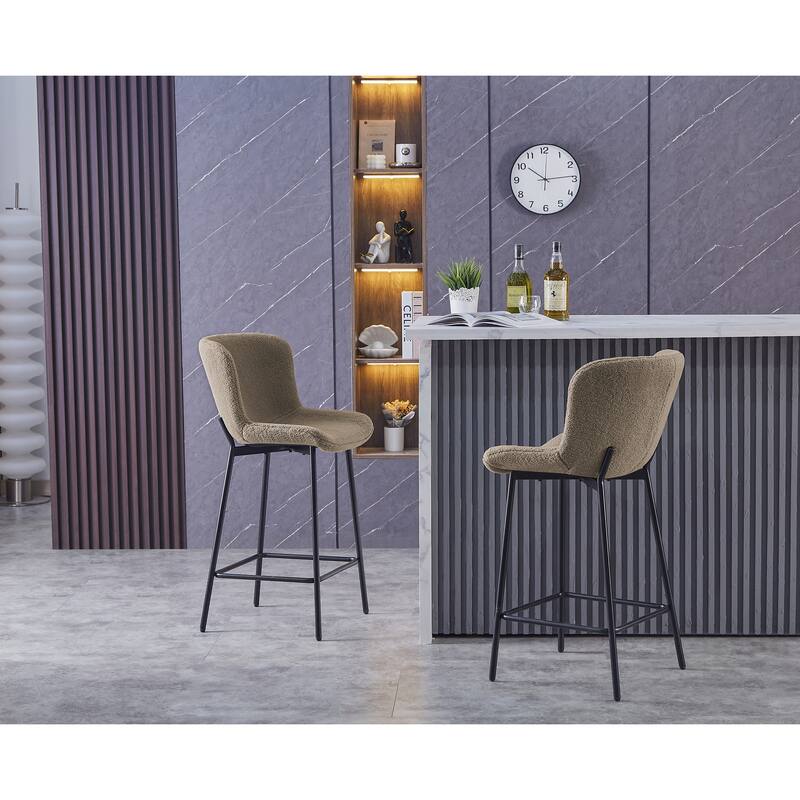 Porthos Home Miro Fabric Counter Height Bar Stools with Steel Legs, Set of 2