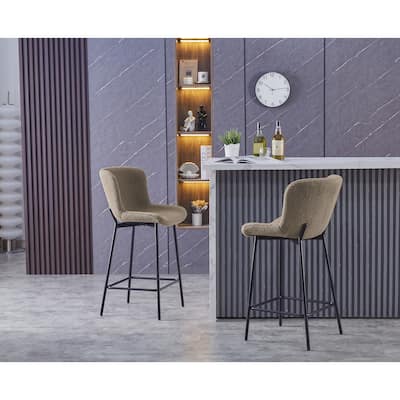 Porthos Home Miro Fabric Counter Height Bar Stools with Steel Legs, Set of 2