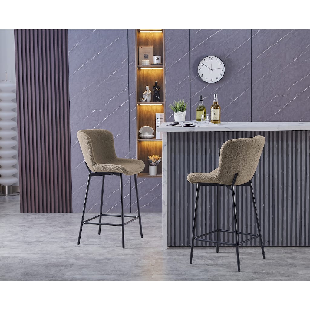Porthos Home Miro Fabric Counter Height Bar Stools with Steel Legs, Set of 2