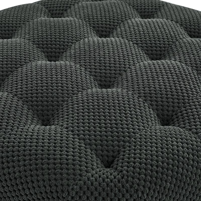 25"Round Storage Ottoman with Tray,ModernTufted Fabric Circle Coffee Table with Storage,Upholstered Ottoman with Removable Top