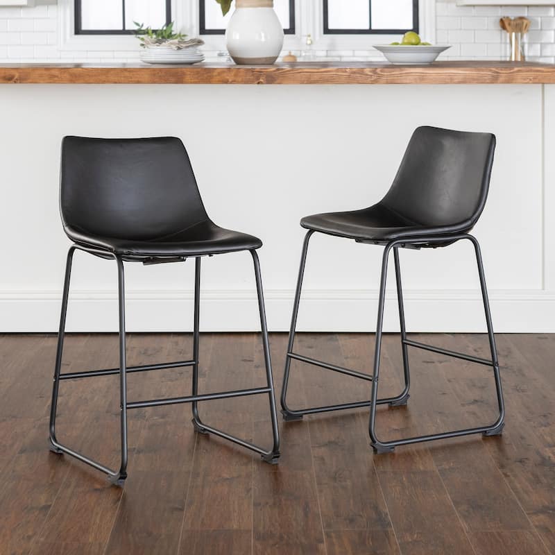 Middlebrook Prusiner 24-inch Faux Leather Counter Stool, Set of 2