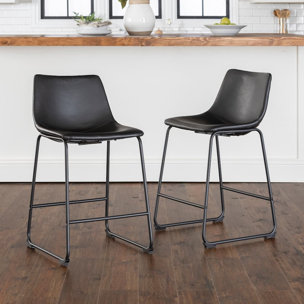 Middlebrook Prusiner 24-inch Faux Leather Counter Stool, Set of 2