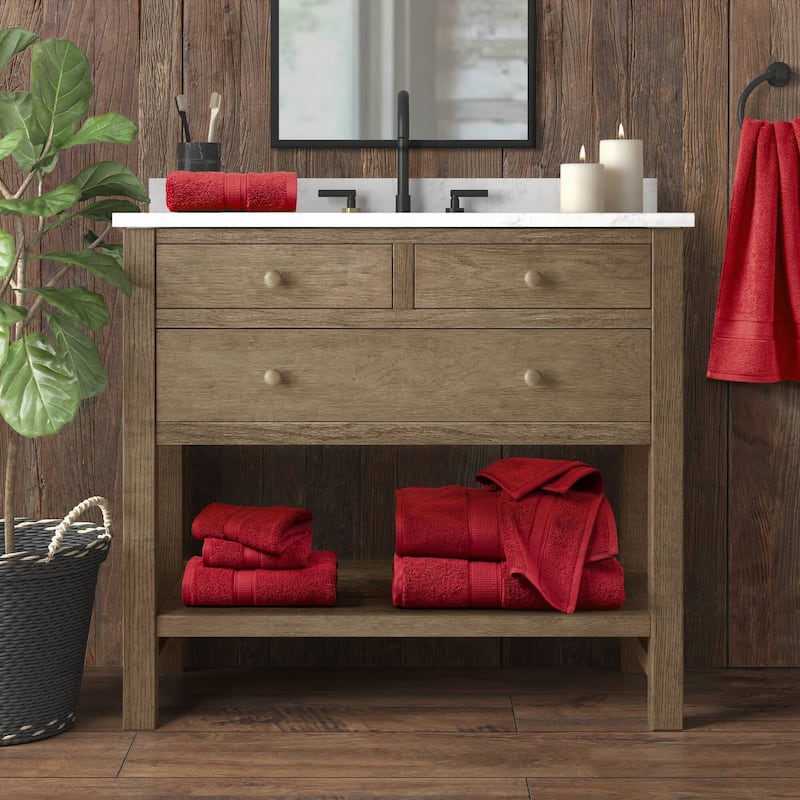 Ultra-Soft Cotton Absorbent Towel Set 8-Piece,red