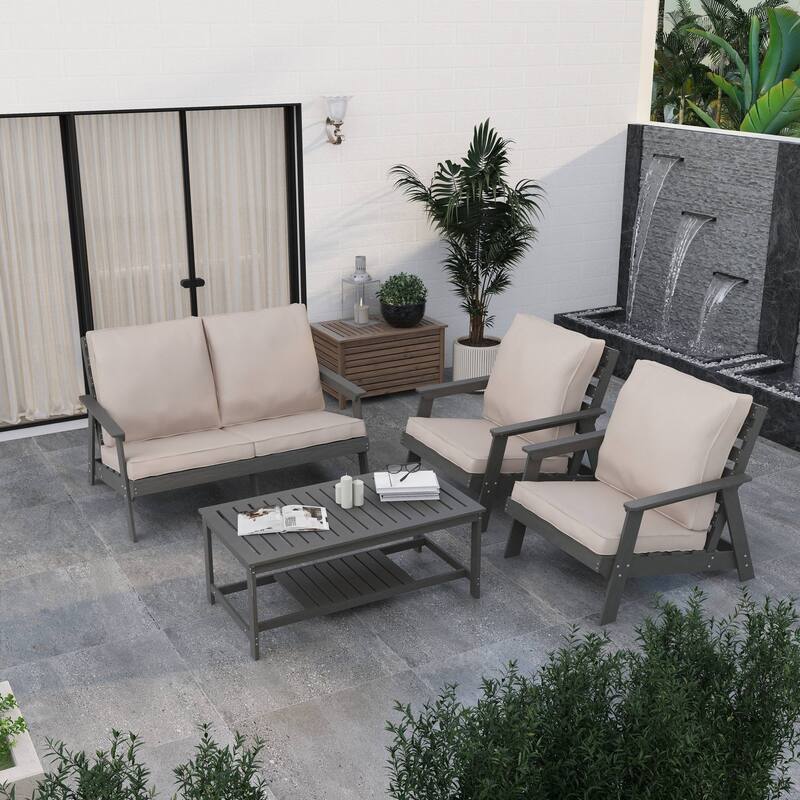 Alpine Modern Outdoor Upholstered Accent Chair - Lounge Armchair with Removable Cushions for Living Room