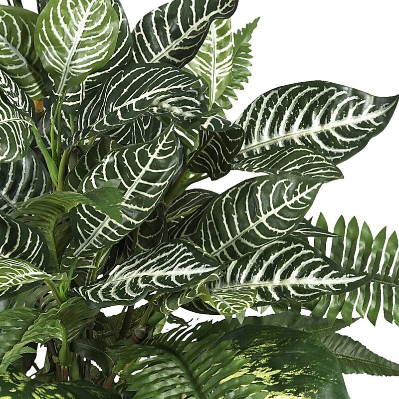 Zebra Plant with Basket, 26" Artificial Greens Decor, Office Home Accent, Silk Foliage Arrangement, Modern Plant - 2.17ft.
