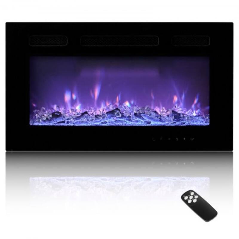 1500W LED Wall Mounted Electric Fireplace Heater with Adjustable Heat and Multiple Flame Colors - 42 Inch
