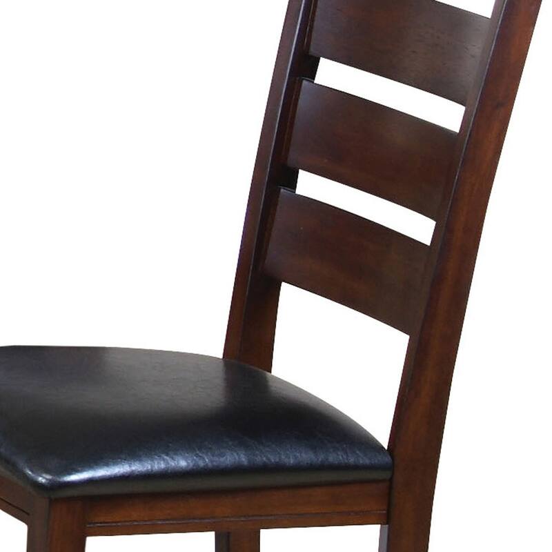 Faux Leather Ladder Back Side Chairs and Solid Wood Set of 2 - 23” L x 20” W x 40” H