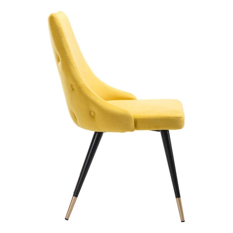 Set of 2 Tufted Velvet Windsor Back Dining Chairs with Black Legs - 20.5” x 24.6” x 34.8”