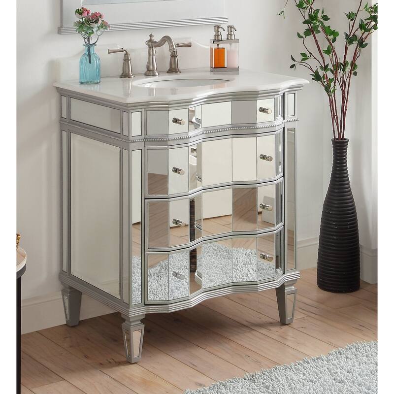30" Mirrored Asselin Bathroom Sink Vanity