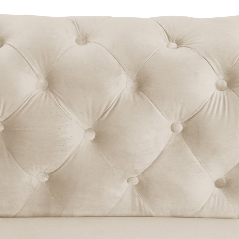 Morden Fort Modern Velvet Sofa with Button Tufted,Solid Wood Frame and Iron Legs